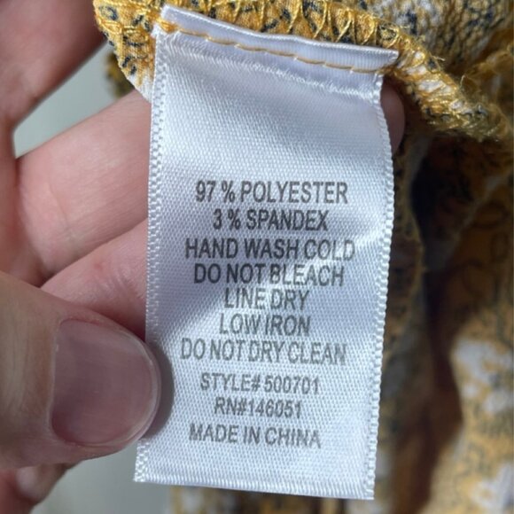 MONTEAU | Mustard Yellow Short Sleeve Floral Knee Length Dress | Size M - Picture 8 of 10